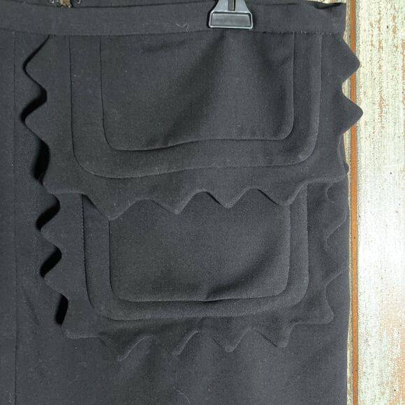 Victoria Beckham Black Scallop Trim For Target L Mini Skirt Big Pocket On Front - Picture 2 of 8